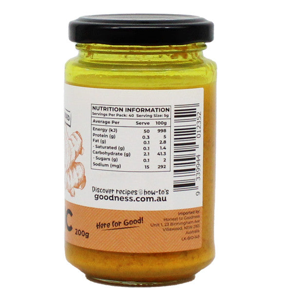 Honest To Goodness Turmeric Paste 200g, Australian Certified Organic