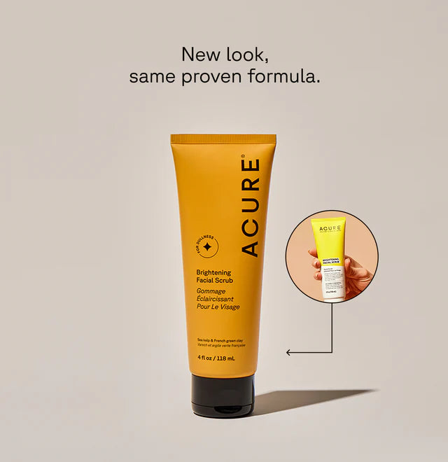 Acure Brightening Facial Scrub 118mL, With Sea Kelp & Green Clay