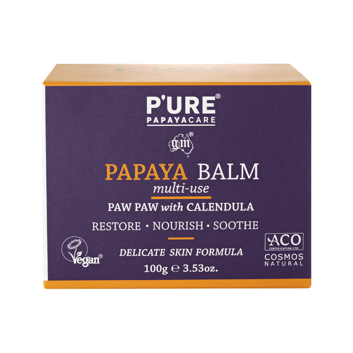 P'ure Papayacare Papaya Balm Multi-Use 100g, Paw Paw With Calendula To Nourish & Sooth
