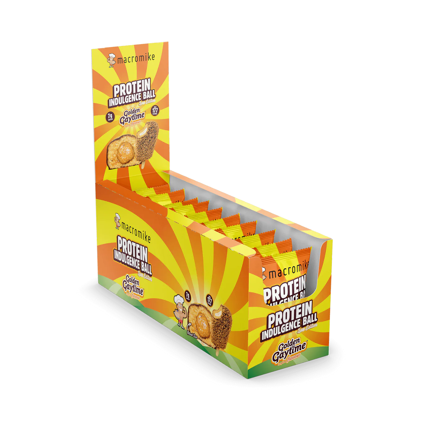 Macro Mike Protein Indulgence Ball Single 40g Or A Box Of 12, Golden Gaytime Flavour