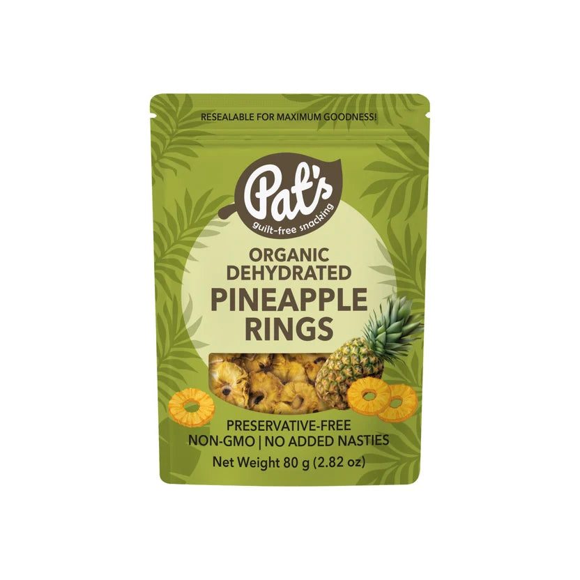 Pat's Organic Dehydrated Whole Pineapple Rings 80g, Preservative-Free