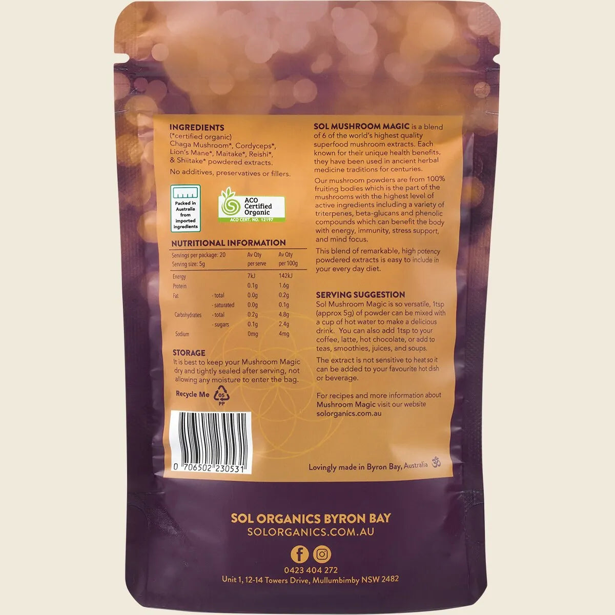 Sol Organics Mushroom Magic Blend 100g, With Six High Quality Mushrooms