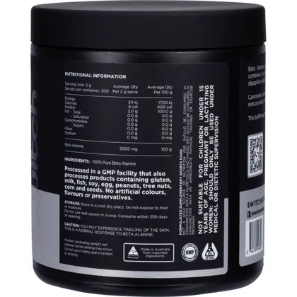 Switch Nutrition Beta Alanine Powder 100% Pure Unflavoured 400g (200 Serves)