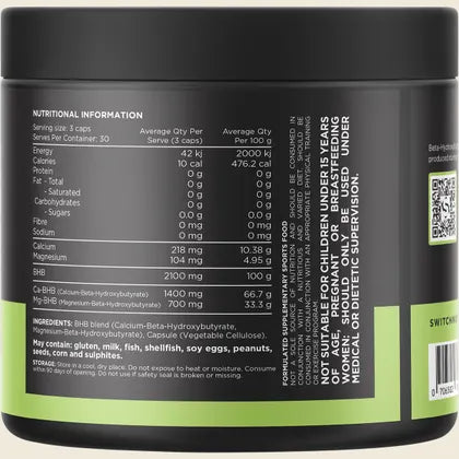 Switch Nutrition BHB Beta-Hydroxybutyrate 90 Capsules, Metabolic Mode