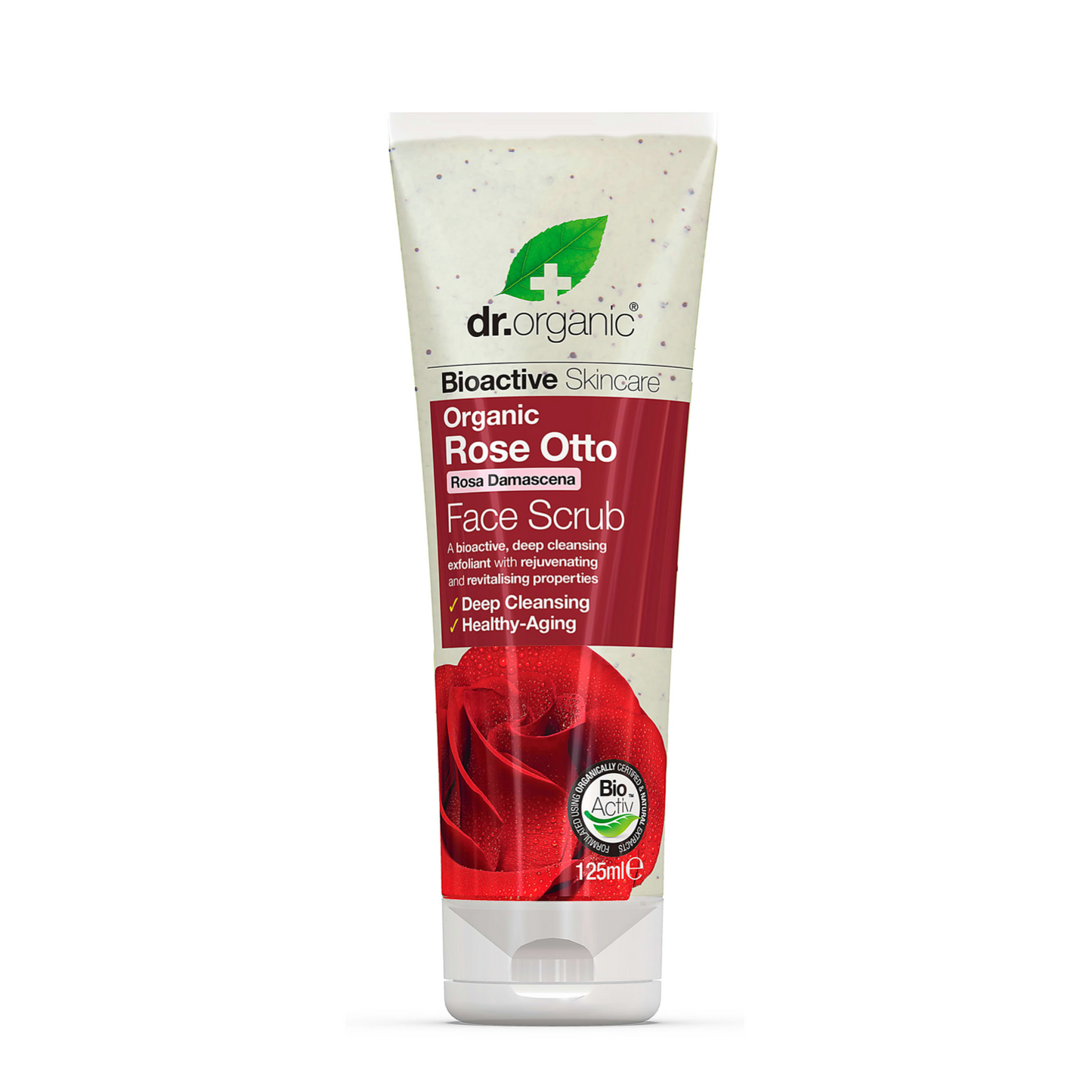 Dr Organic Face Scrub 125ml, Rose Otto