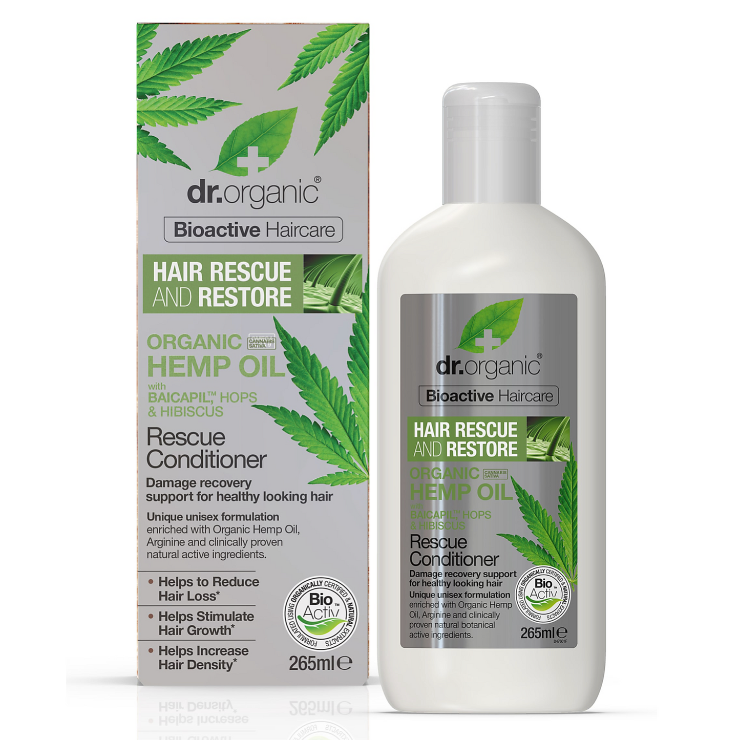 Dr Organic Rescue Conditioner 265ml, Hemp Oil