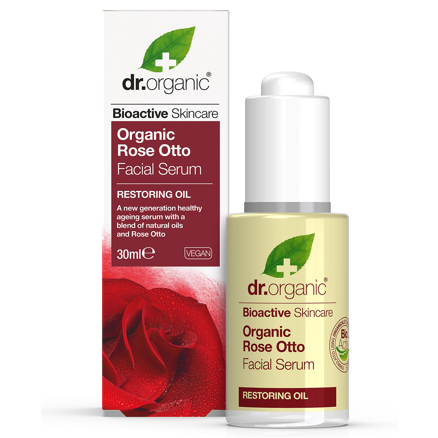 Dr Organic Facial Serum 30ml, Rose Otto