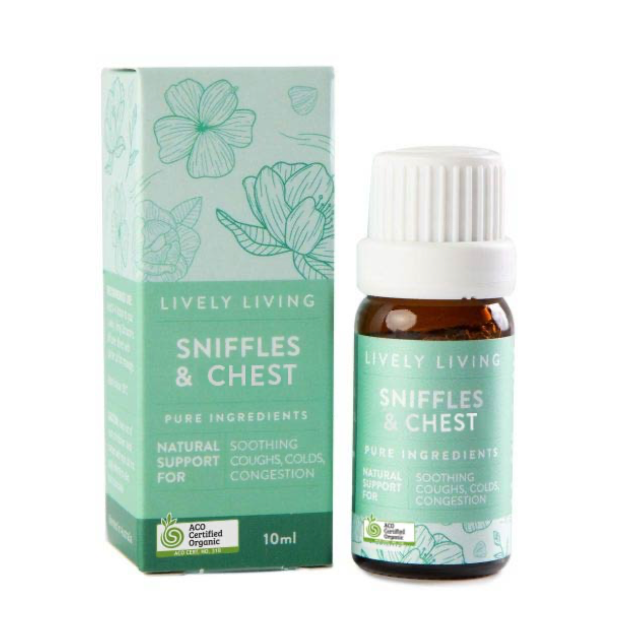 Lively Living Certified Organic Sniffles & Chest Essential Oil Blend 10mL, Soothe Those Sniffles