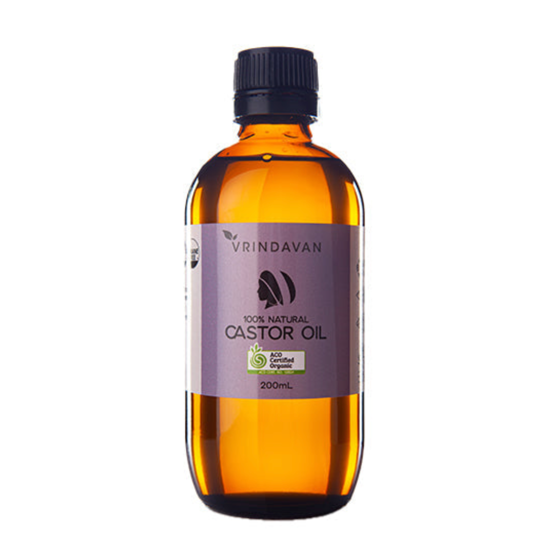 Vrindavan Certified Organic Castor Oil 100mL, 200mL Or 500mL, Cold Pressed & Hexane Free