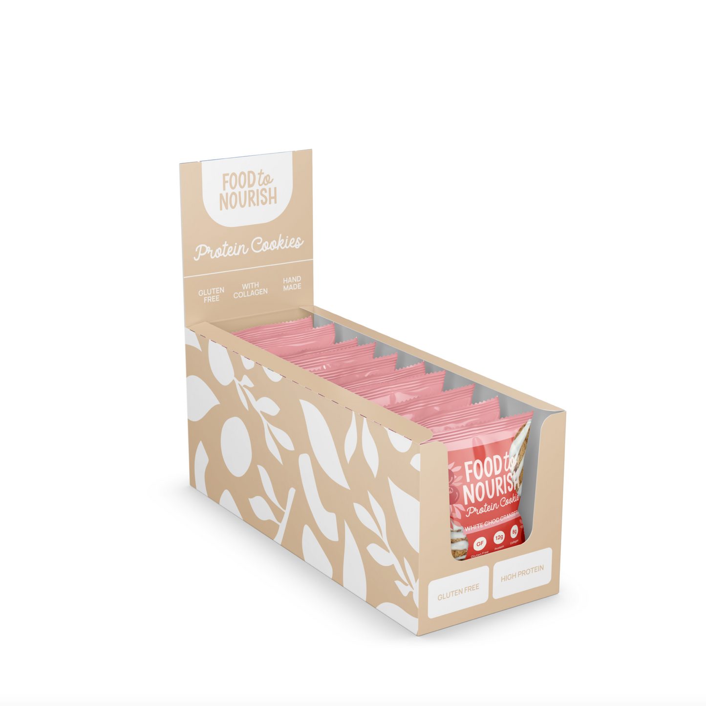 Food To Nourish Protein Cookie 60g Or Box of 12, White Choc Cranberry Flavour