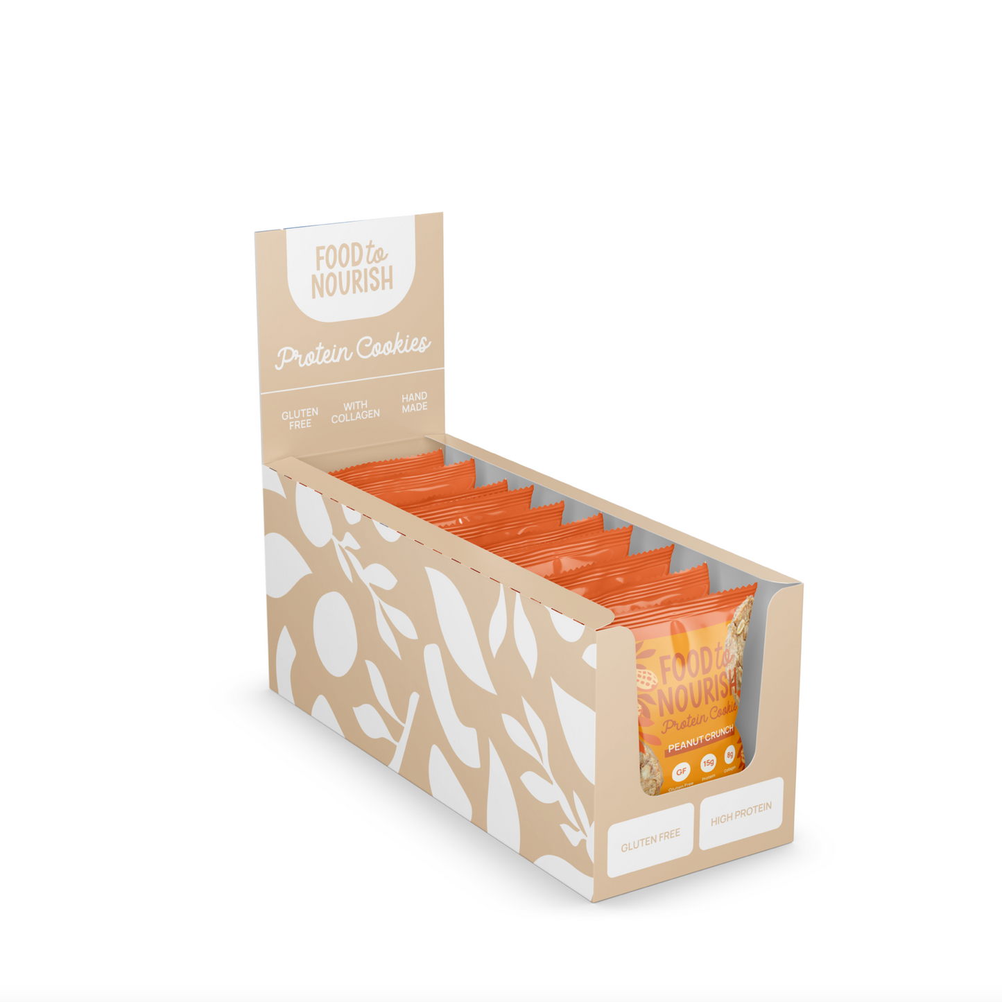 Food To Nourish Protein Cookie 60g Or A Box of 12, Peanut Crunch Flavour