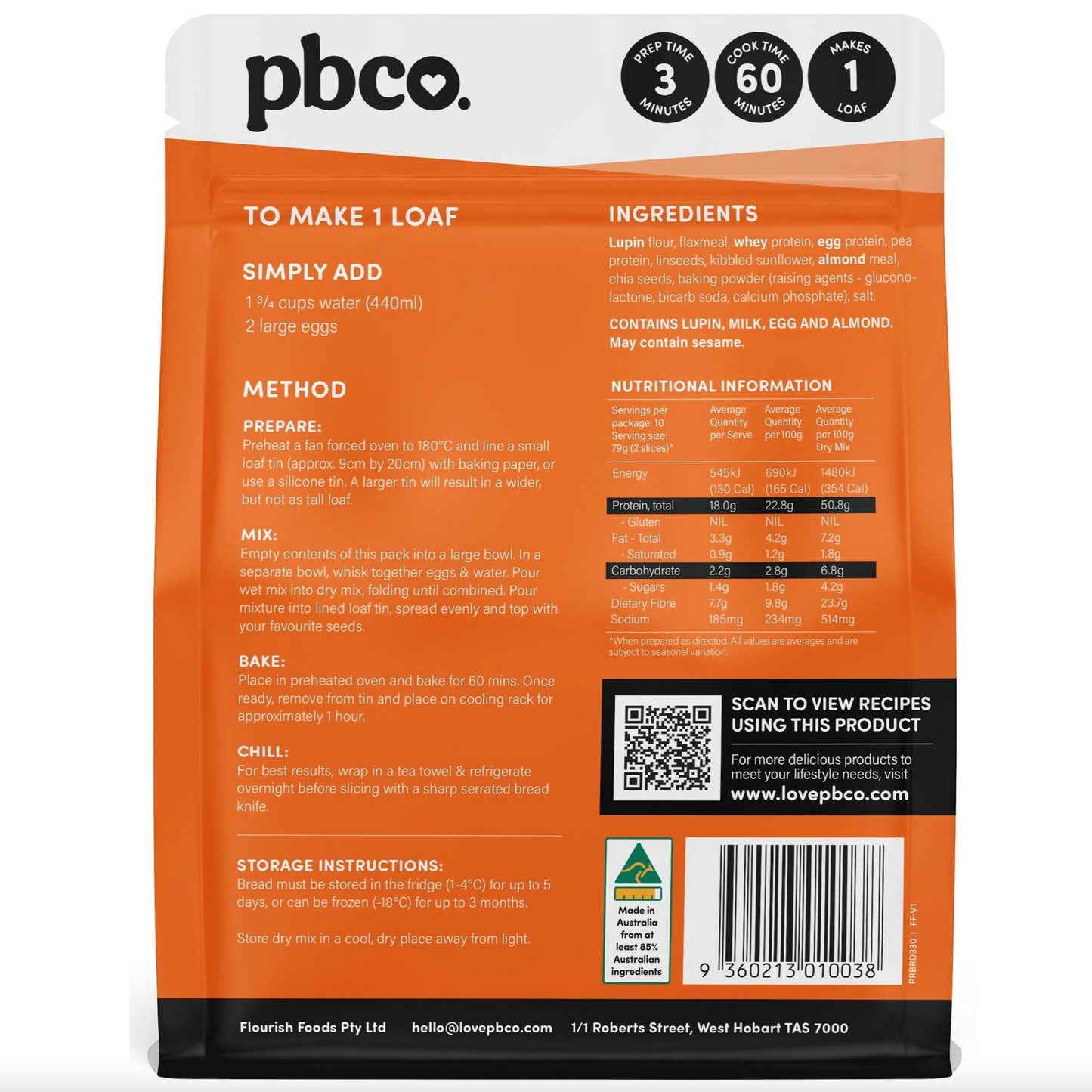 PBCo Protein Plus Mix 330g, Original Bread Mix