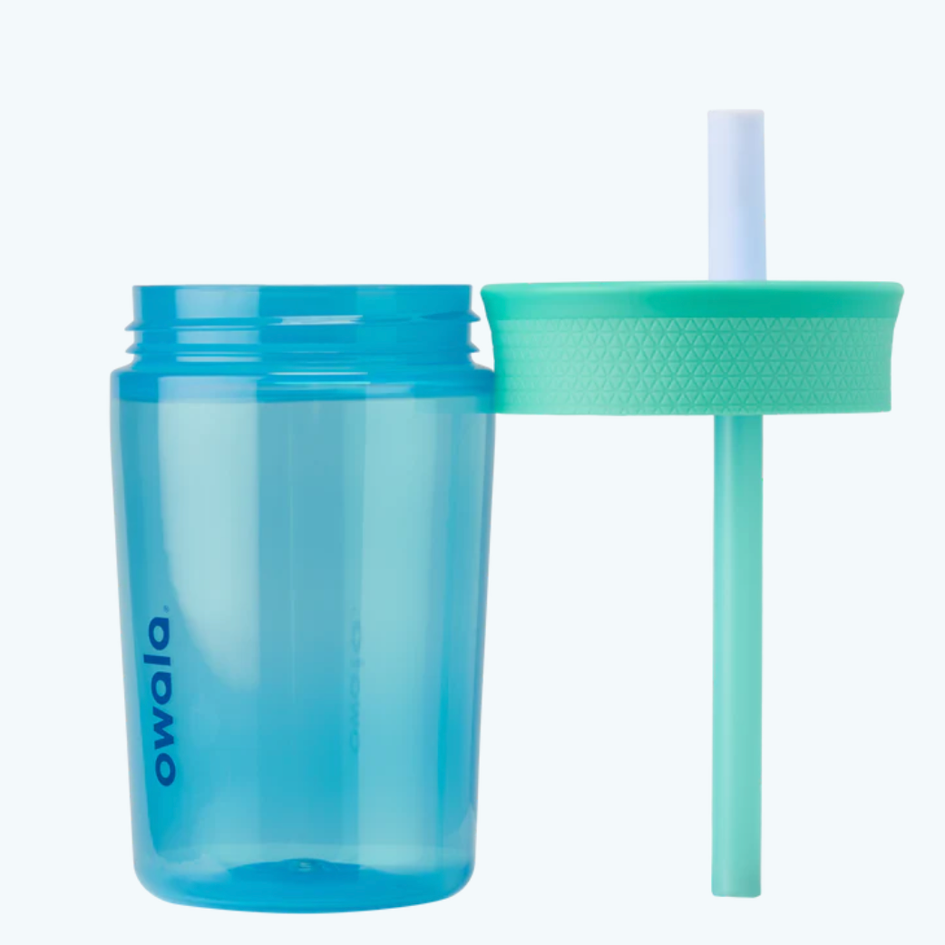Owala Kid's Tumbler 15oz, Spill Resistant & Easy To Clean, Blue Lagoon (Teal)