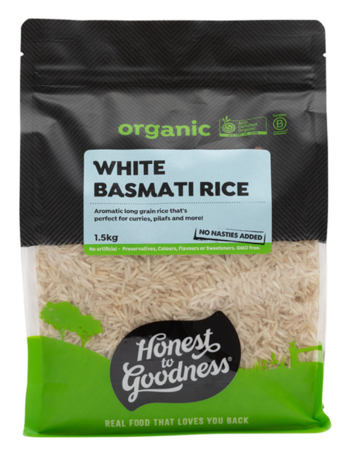 Honest To Goodness Organic White Basmati Rice 650g Or 1.5Kg, Aromatic Long Grain