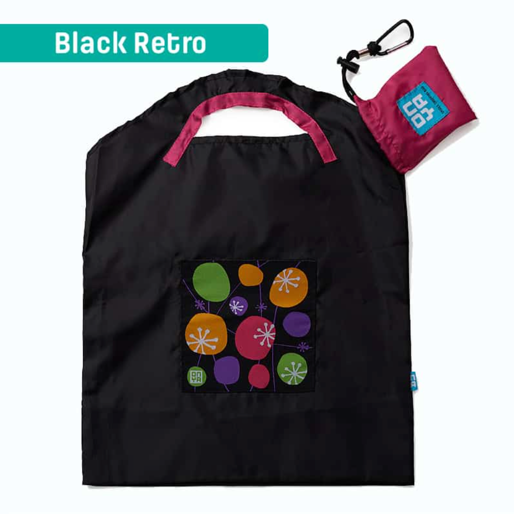 Onya Reusable Shopping Bag Black Retro, Small Or Large Size