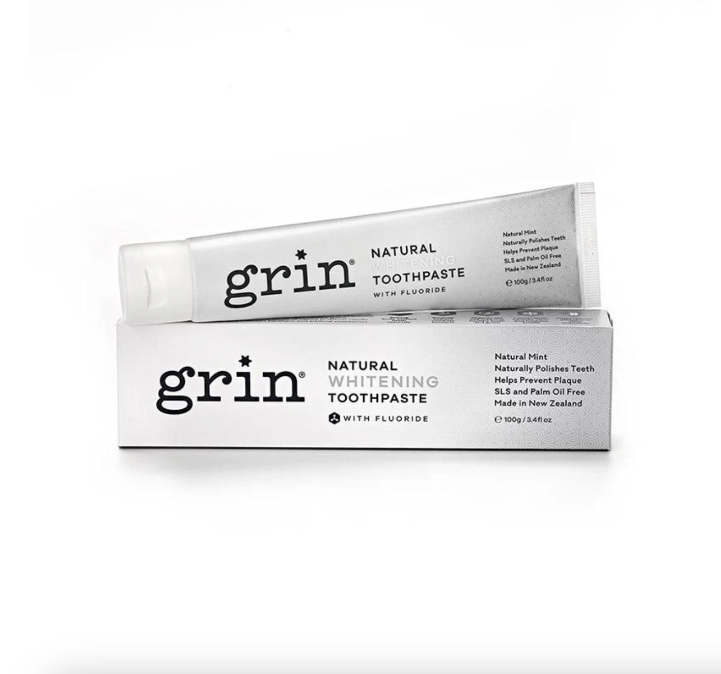 Grin Natural Whitening Toothpaste Mint Flavour 100g, With Fluoride & Polishes Teeth