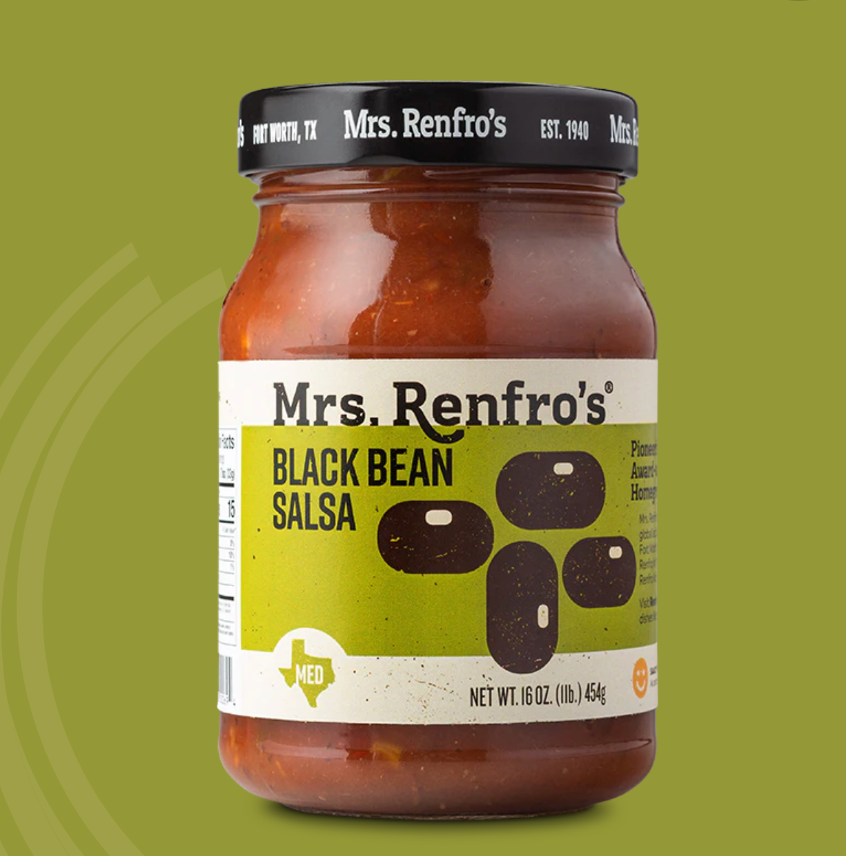 Mrs. Renfro's Black Bean Salsa 454g, Medium Heat Straight From Texas