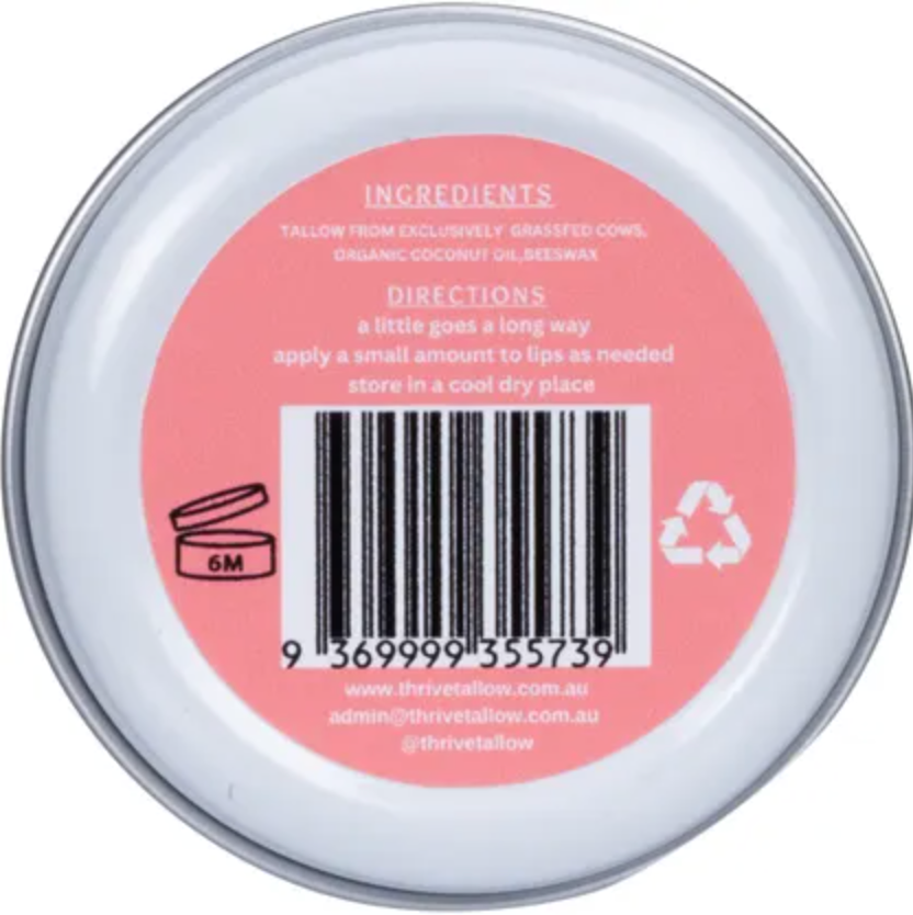 Thrive Tallow Tallow Based Lip Balm 35mL, Prevents Dryness