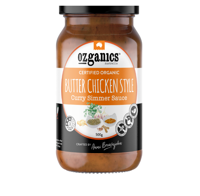 Ozganics Organic Curry Simmer Sauce 500g, Butter Chicken Style