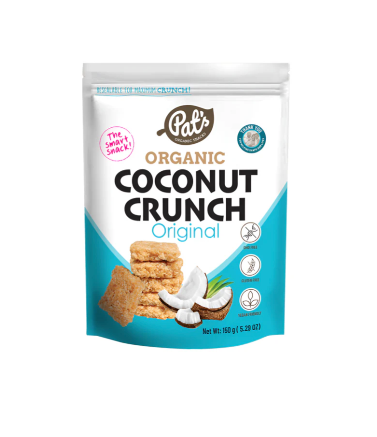 Pat's Organic Snacks Organic Coconut Crunch 150g, Original Flavour