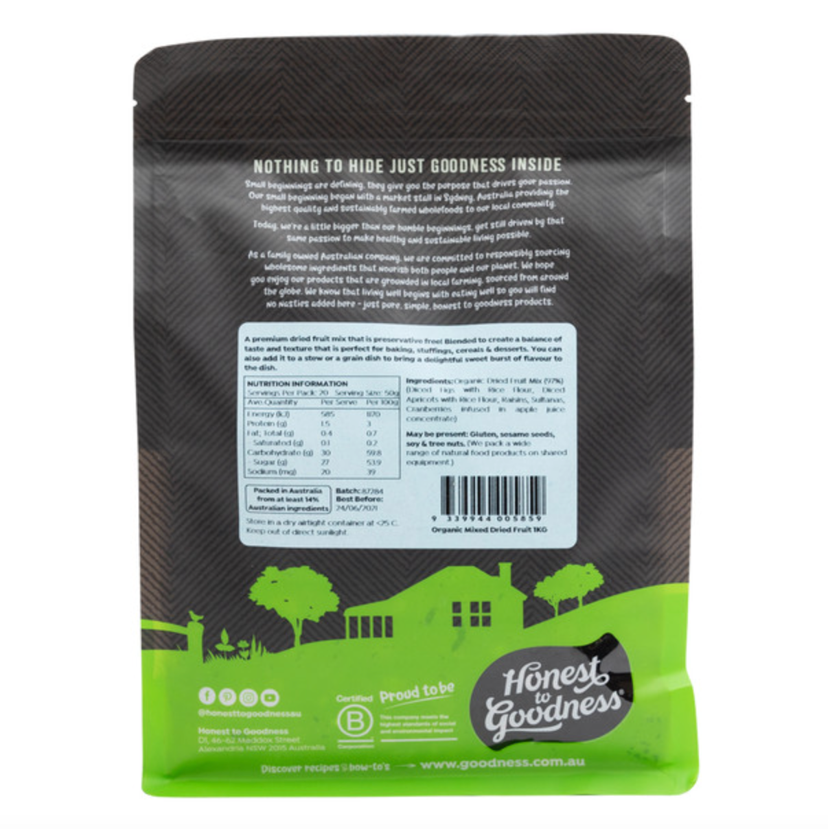 Honest To Goodness Mixed Dried Fruit 1kg, Naturally Sun-Dried