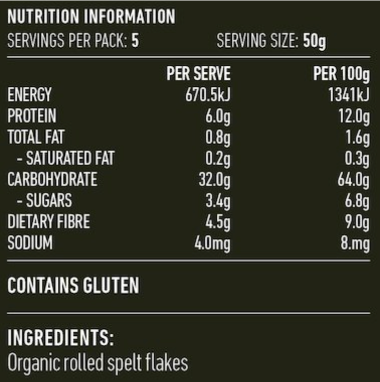 Lotus Certified Organic Rolled Spelt Flakes 250g, Low In Fat & No Added Salt Or Sugar