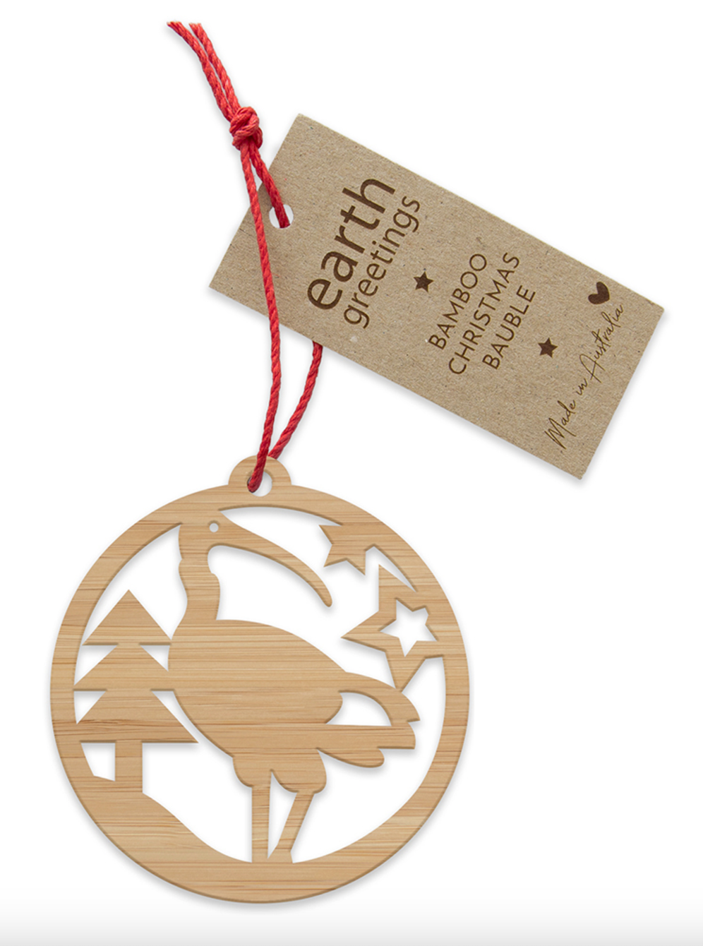 Earth Greetings Bamboo Bauble Australian Ibis, Australian Made