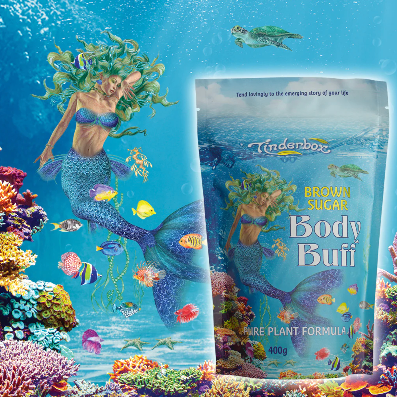 Tinderbox Brown Sugar Body Buff 400g, Natural Exfoliating Body Polish