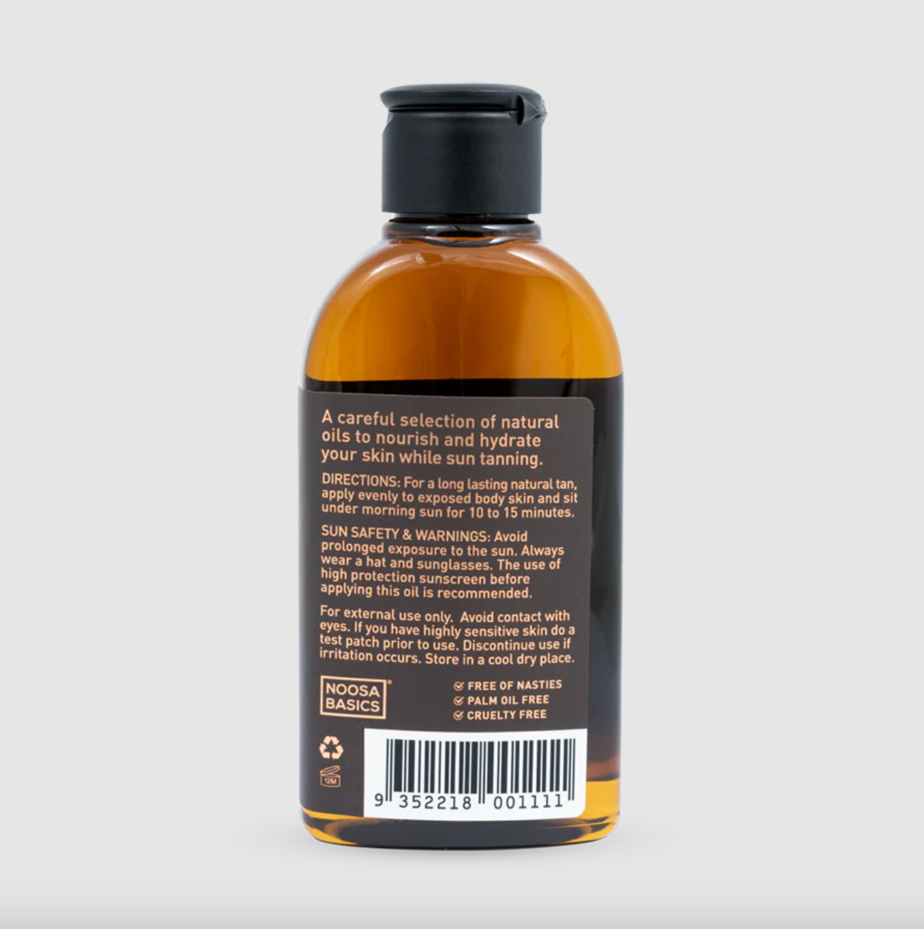 Noosa Basics Natural Sun Tan Oil 125mL, With Raspberry & Carrot Seed Oil