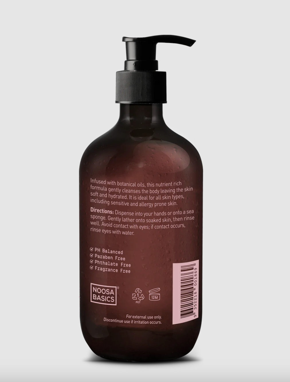 Noosa Basics Rose Geranium & Frankincense Body & Hand Wash 500mL, Leaves Skin Feeling Soft