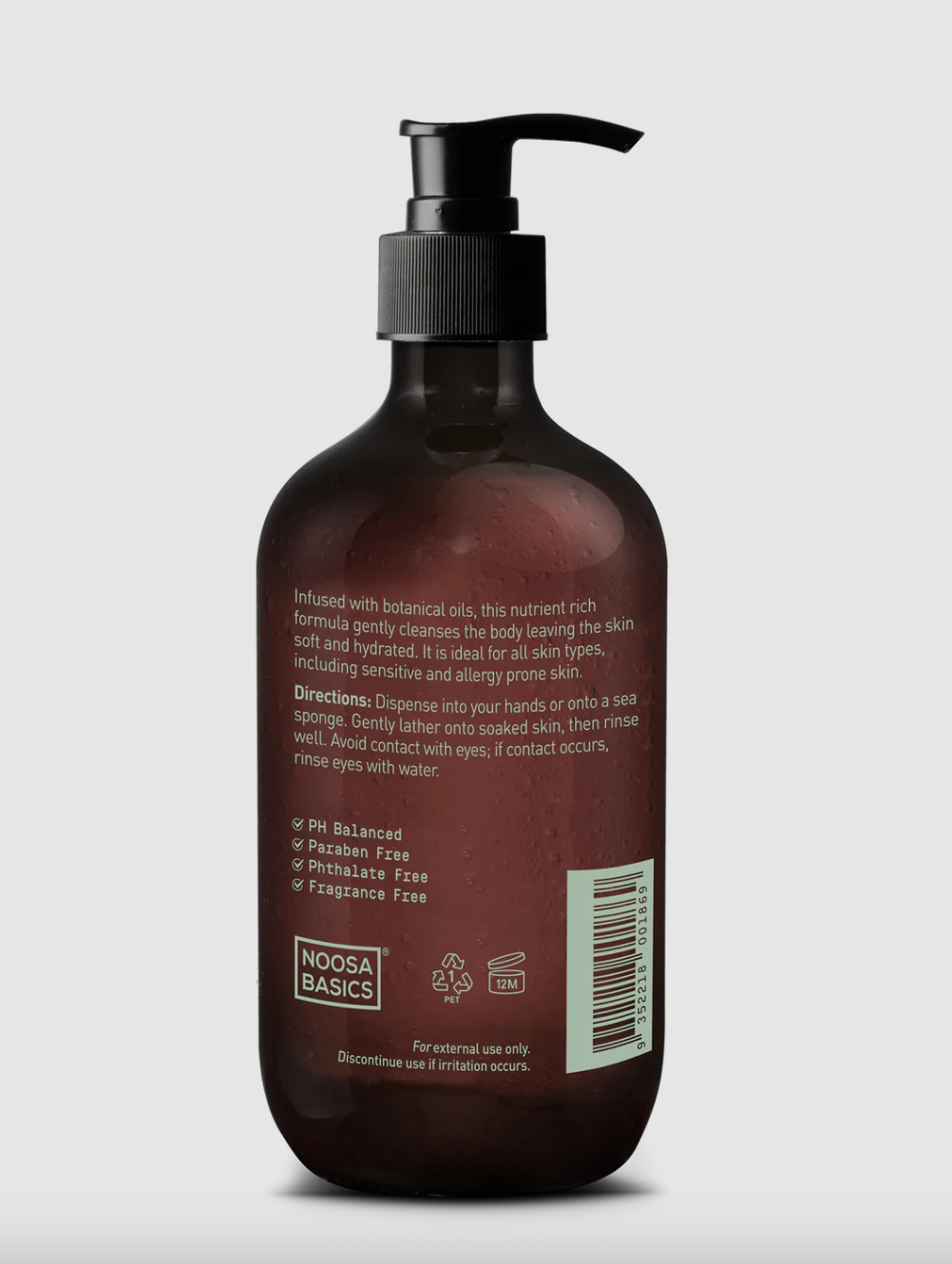 Noosa Basics Lemon Myrtle Body & Hand Wash 500mL, Gently Cleanses The Body