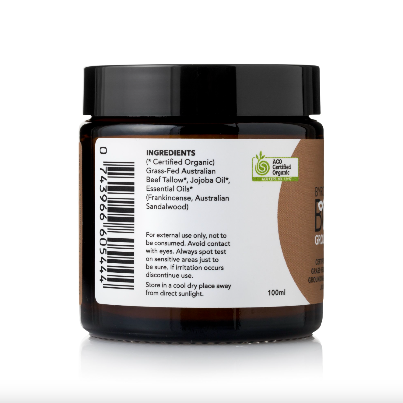 Byron Bay Tallow Body Grounding Balm 100mL, Certified Organic Grass Fed Beef Tallow