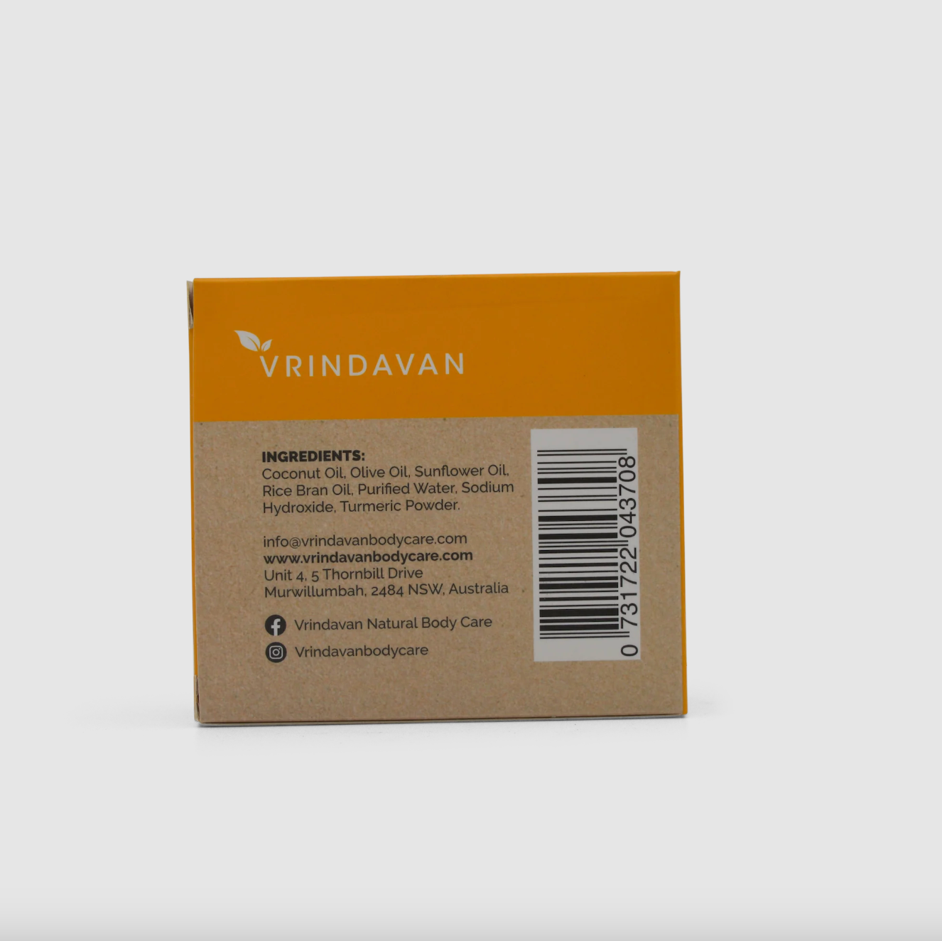 Vrindavan Natural Golden Glow Turmeric Soap Bar 110g, Skin Nurturing