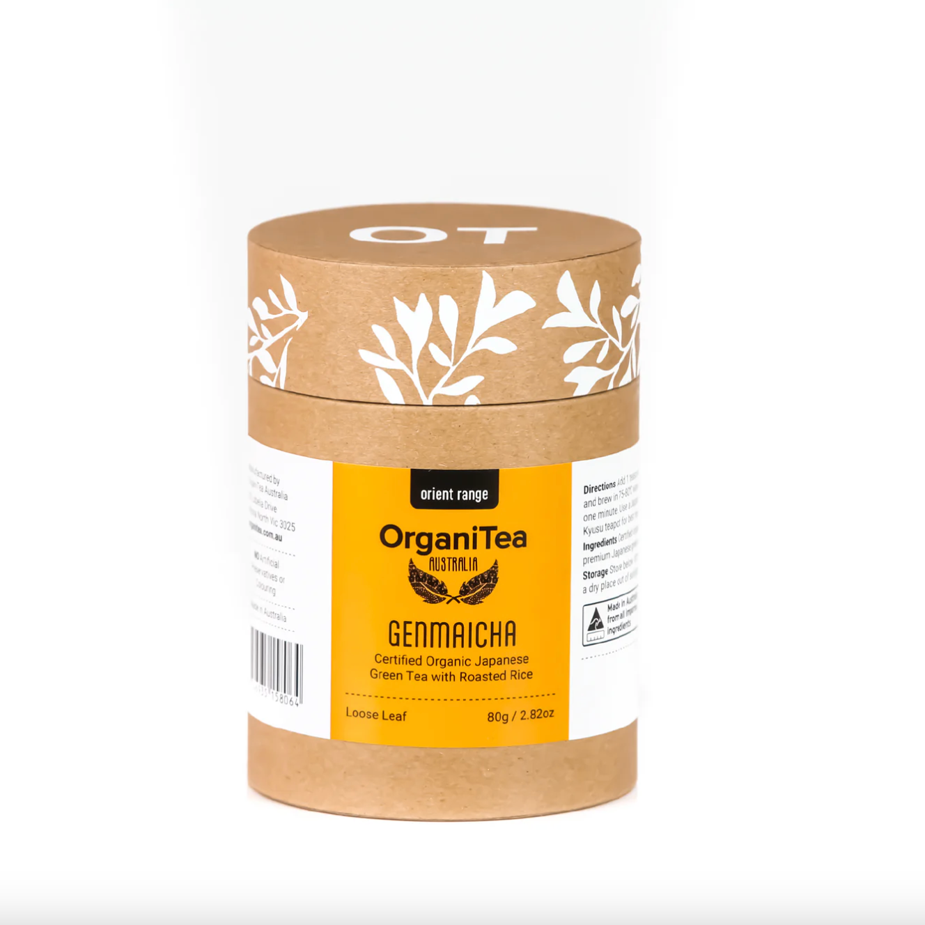 OrganiTea Australia Genmaicha Japanese Green Tea With Roasted Rice 80g, Certified Organic