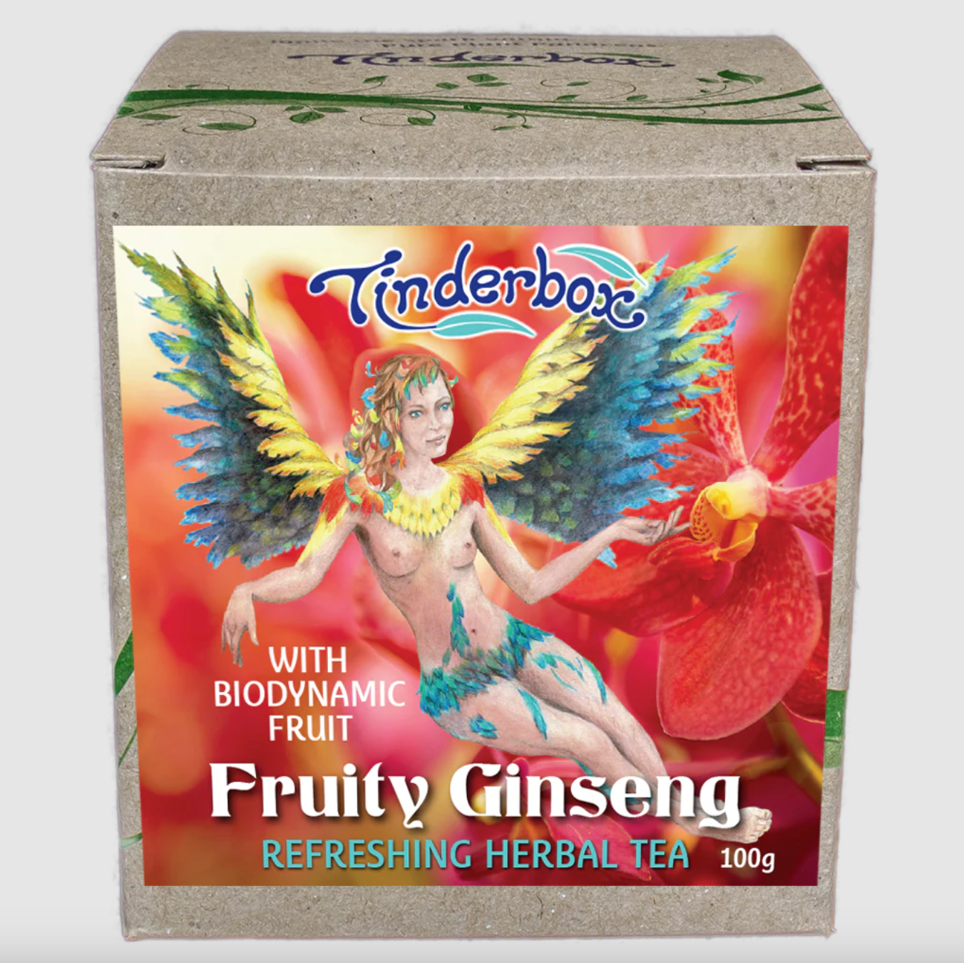 Tinderbox Fruity Ginseng Herbal Tea 100g, With Biodynamic Fruit