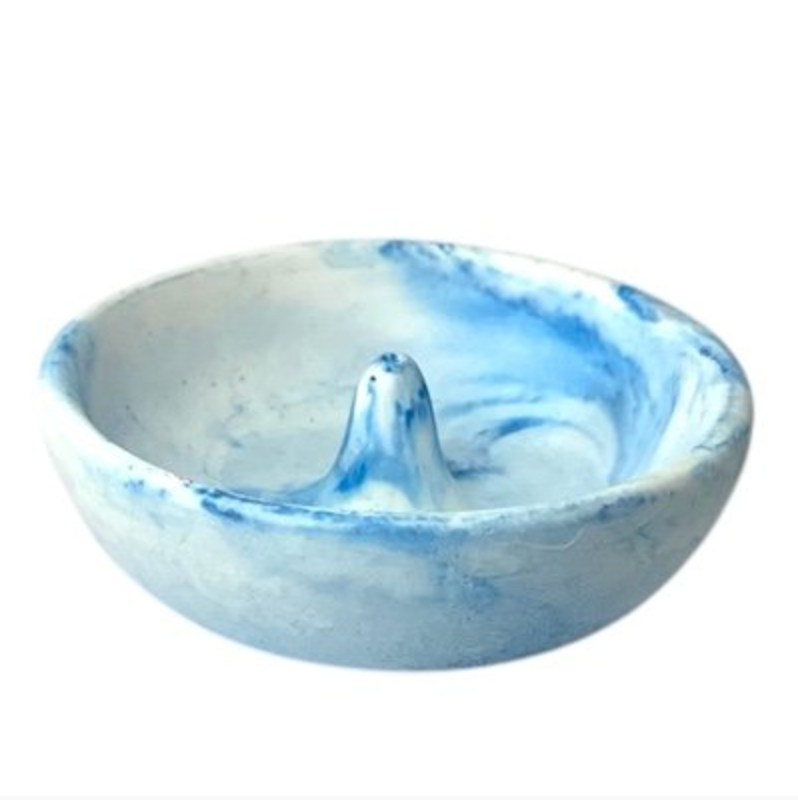 Tulsi Ceramic Marble Effect Round Incense Holder 8.5cm, Blue Or Purple