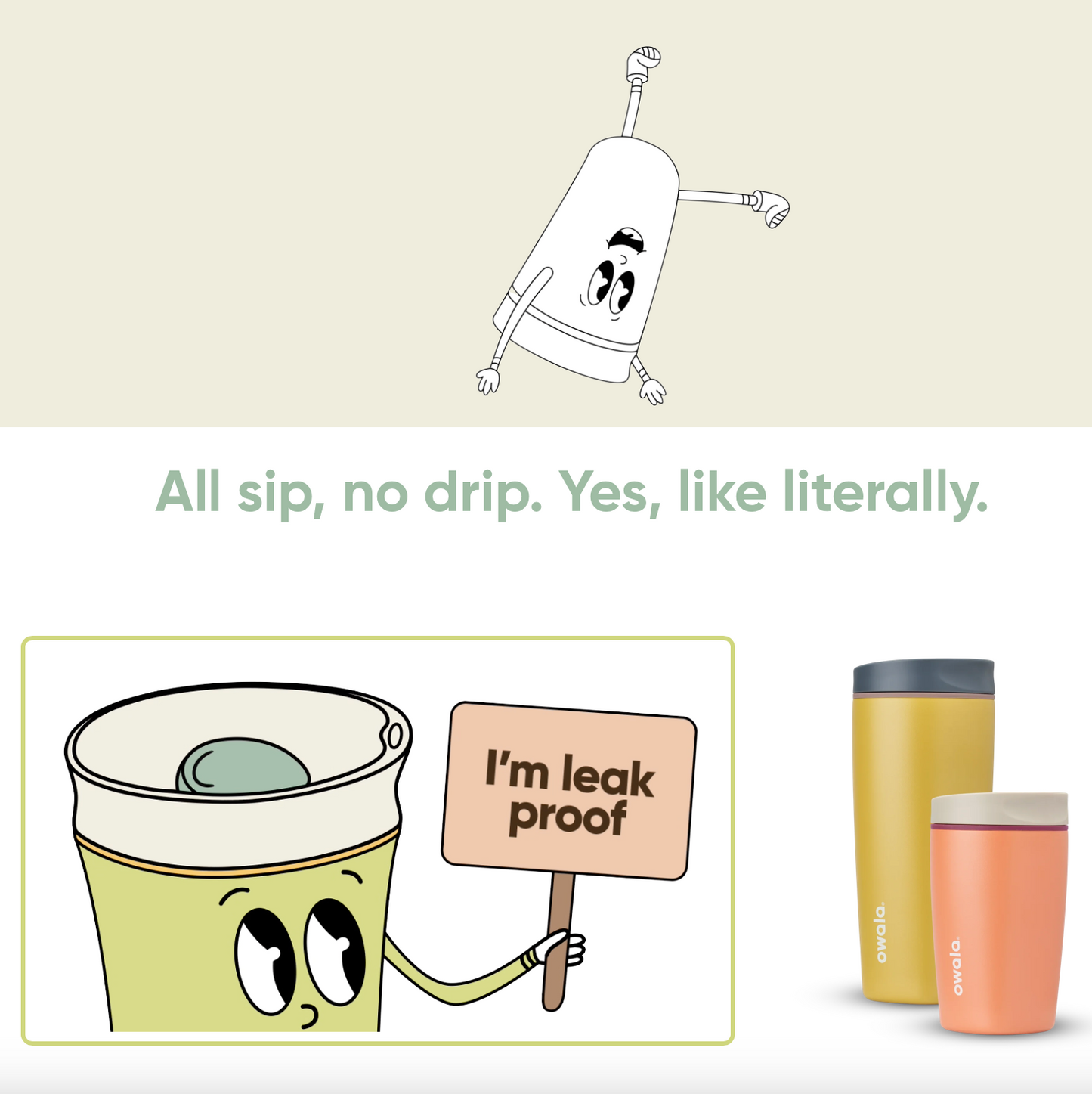 #NEW Owala Stainless Steel Smooth Sip Slider 12oz & 20oz, Very, Very Dark