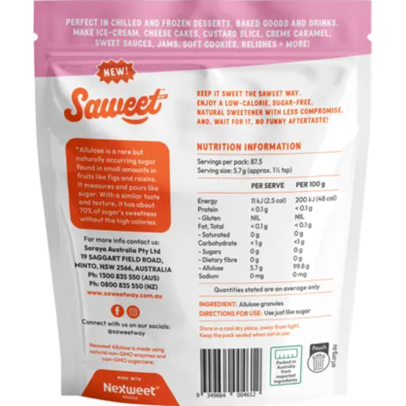 Saweet Way Pure Allulose Natural Sweetener 200g Or 500g, Sugar Free