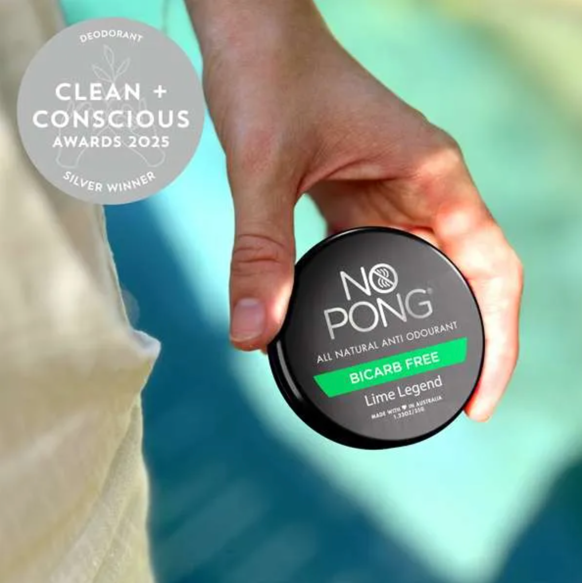 No Pong All Natural Bi-Carb Free Anti Odourant 35g, Lime Legend Fragrance