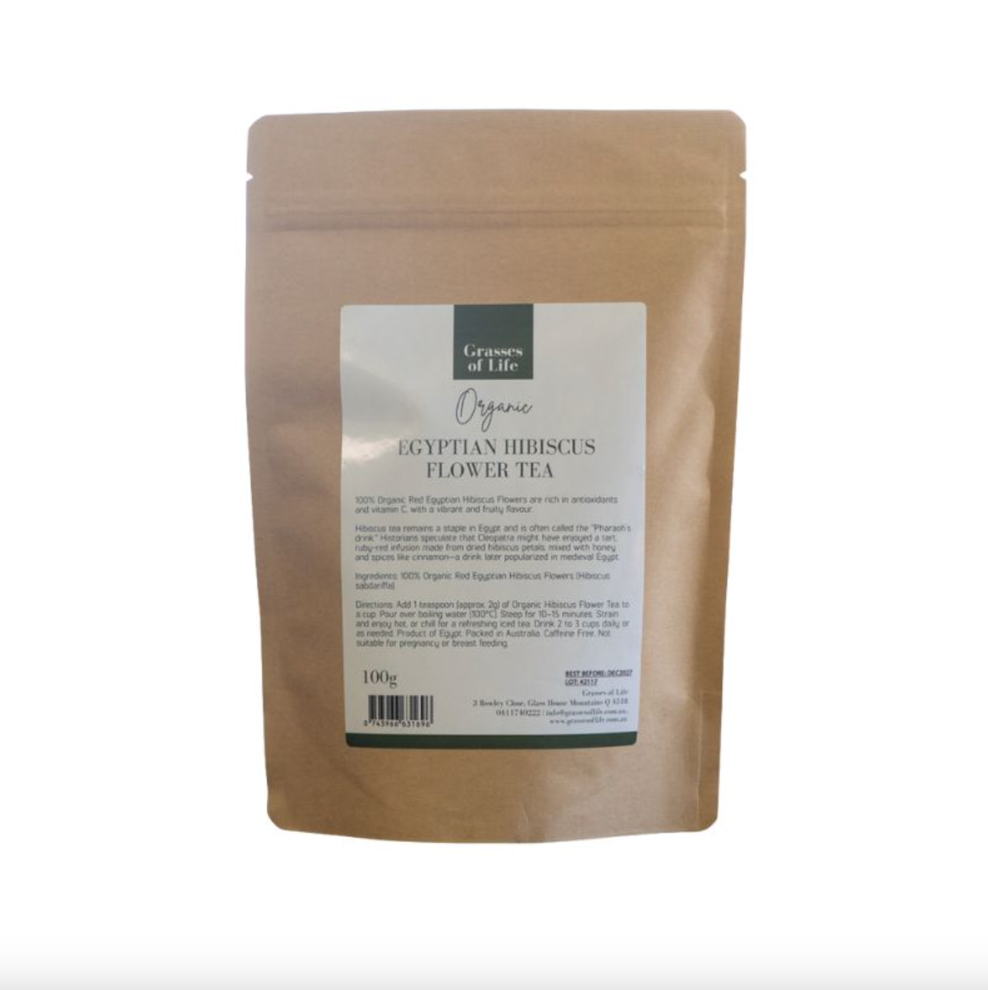 Grasses Of Life Organic Egyptian Hibiscus Flower Tea 40 Tea Bags (90g), Rich In Vitamin C & Antioxidants
