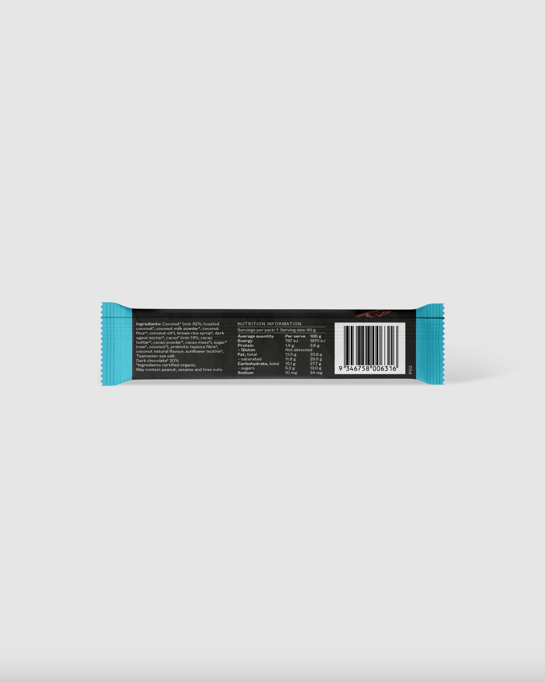 Pana Organic Snack Bar Single 40g Or A Box of 12, Toasted Coconut & Dark Choc Flavour