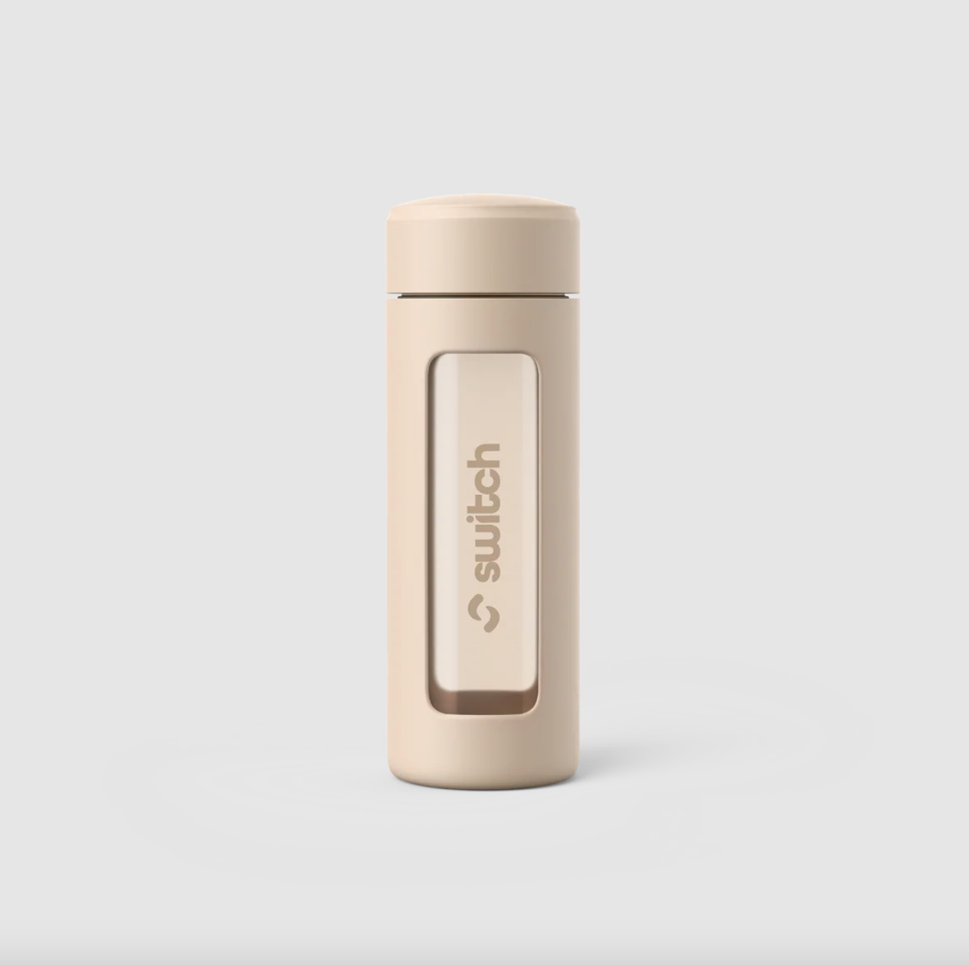 Switch Nutrition Glass Waterbottle With Tea Strainer 460mL, Beige Colour