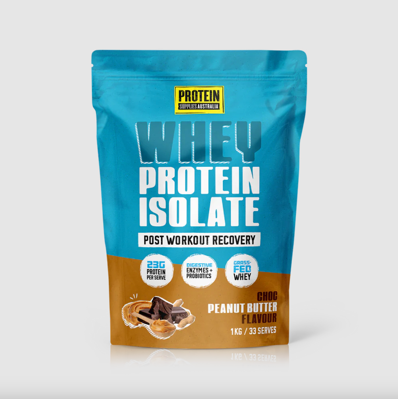 Protein Supplies Australia Whey Protein Isolate (WPI) 500g Or 1Kg, Choc Peanut Butter Flavour