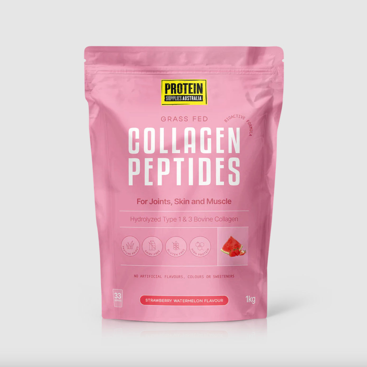Protein Supplies Australia Grass Fed Collagen Peptides 500g Or 1Kg, Strawberry Watermelon Flavour
