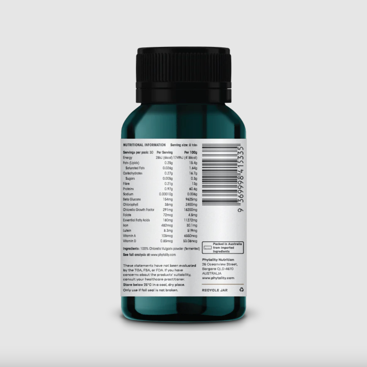 Phytality Plant-Based Fermented Chlorella 240 Tablets, With The Highest Purity & Bioavailability