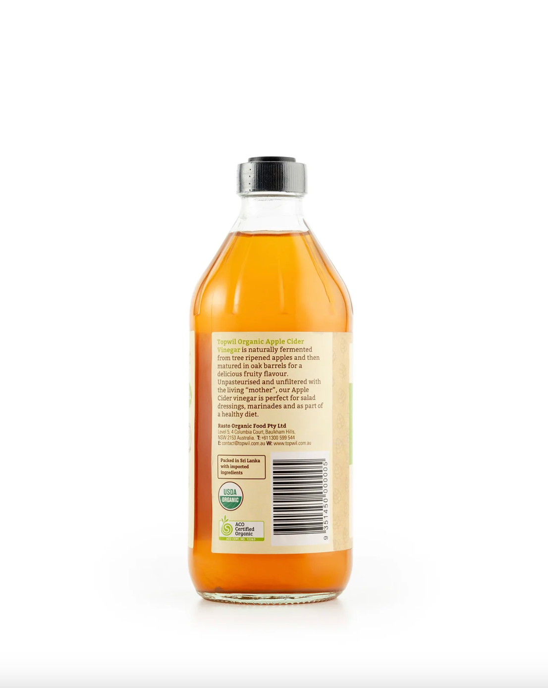 Topwil Organic Apple Cider Vinegar 450mL, With The Mother