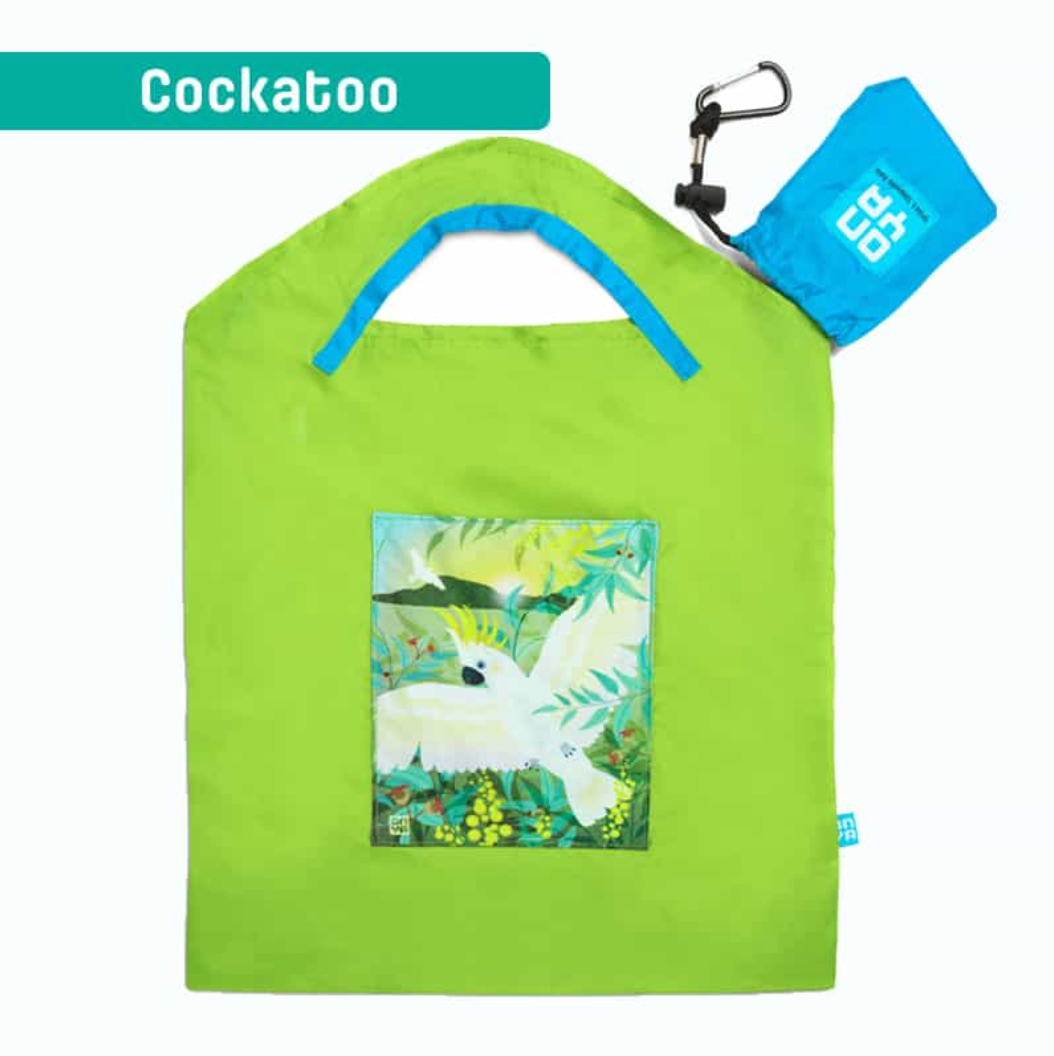 Onya Reusable Shopping Bag Green Cockatoo, Small Or Large Size