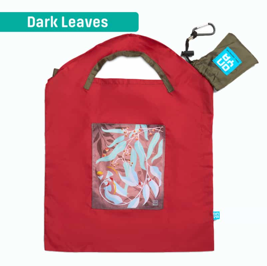 Onya Reusable Shopping Bag Red Dark Leaf, Small Or Large Size
