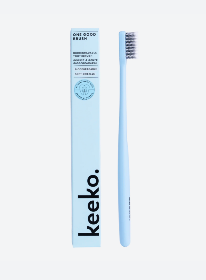 Keeko One Good Brush - Biodegradable Toothbrush Baby Pink & Sky Blue, Soft Bristles
