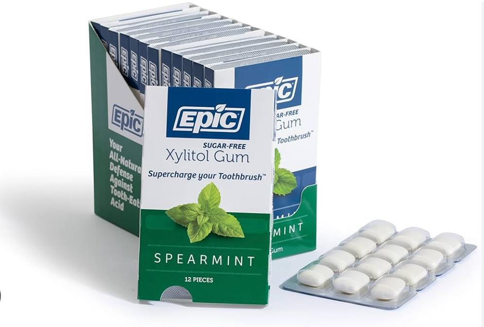 Epic Sugar-Free Xylitol Chewing Gum Single 12x Pieces Or Box of 12, Spearmint Flavour